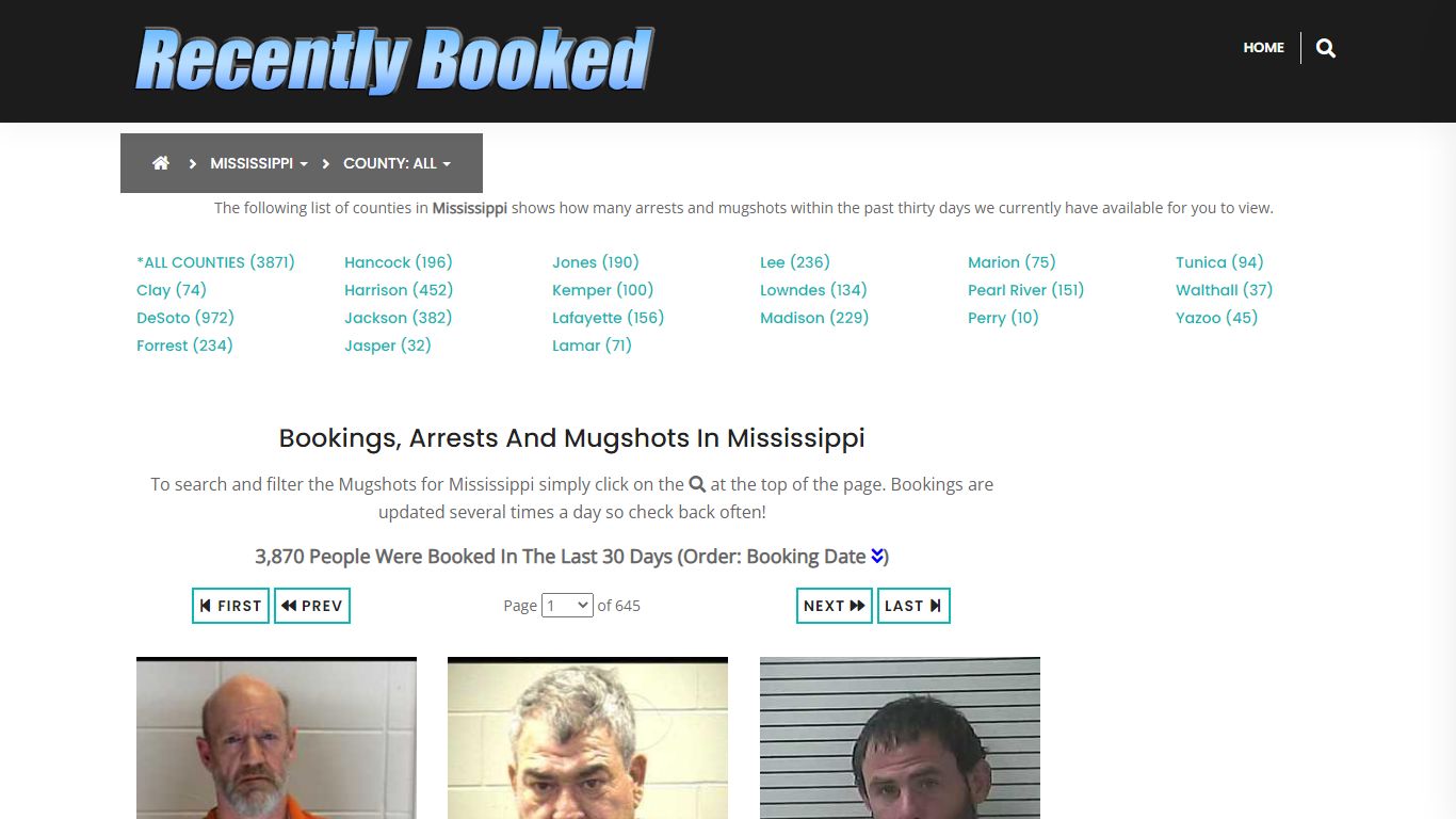 Recent bookings, Arrests, Mugshots in Mississippi - Recently Booked